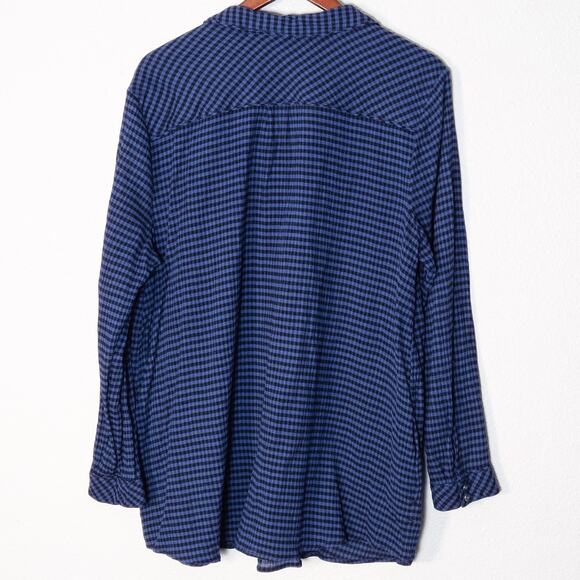 J Jill Gingham Tunic Navy Black Size XL Classic Coastal Minimalist - Picture 2 of 8